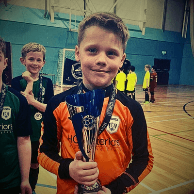 Young footballer celebrating